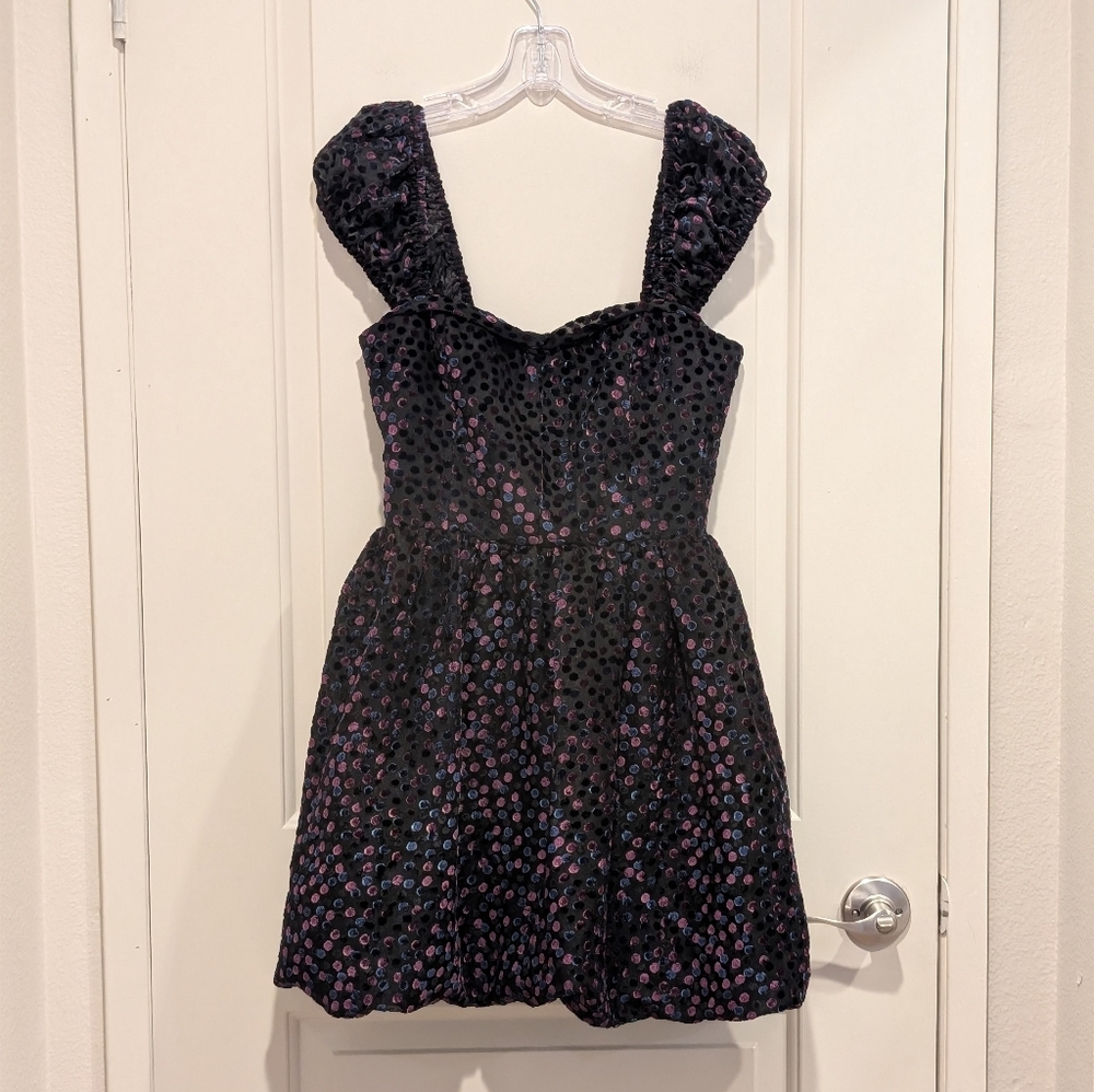 NWOT Amanda Uprichard Clydette Guipure Black and Purple Mini dress Small